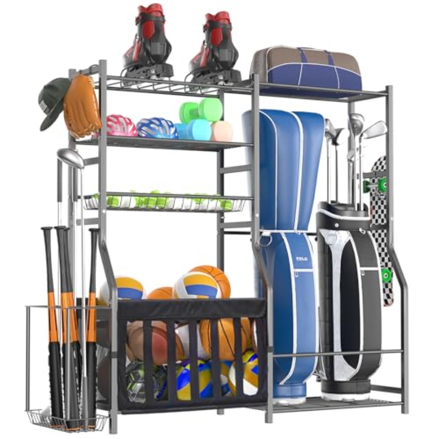 Sports Equipment Holder - Heavy Duty Garage Sports Equipment Organizer,