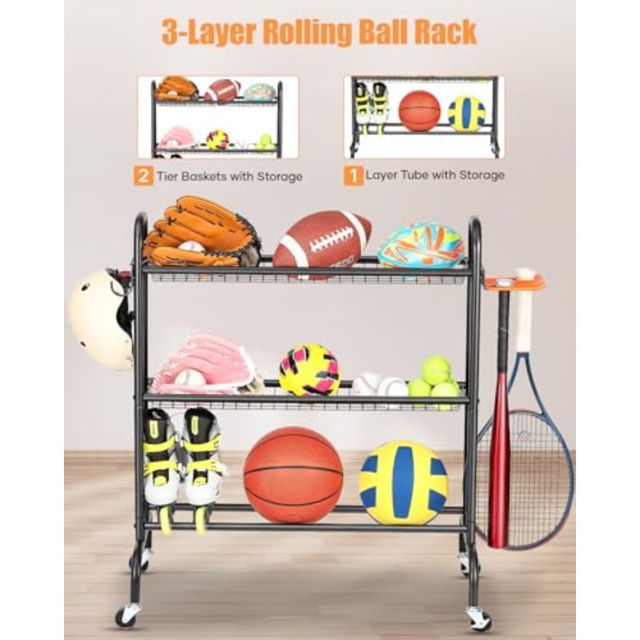 Basketball Rack Rolling Basket - Sports Equipment Holder 리뷰 및 가격