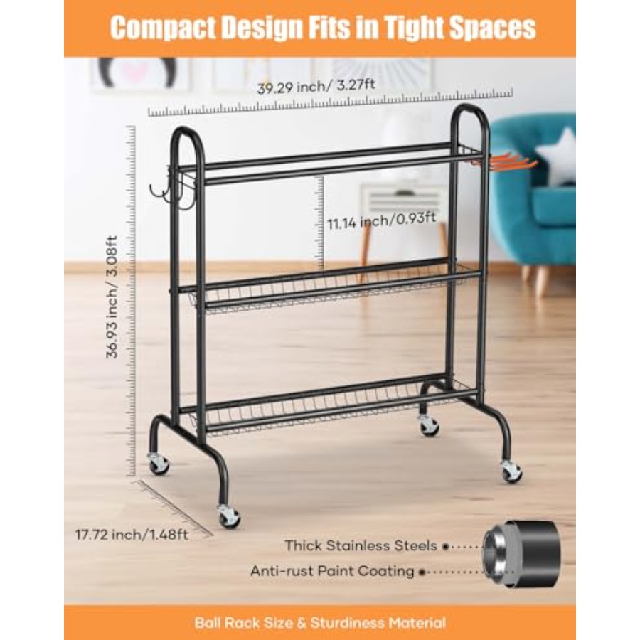 Basketball Rack Rolling Basket - Sports Equipment Holder 리뷰 및 가격
